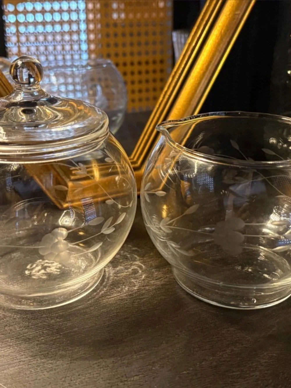 Princess House Heritage Crystal Creamer & Sugar Bowl Set Vintage